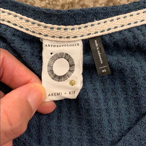 Anthro Akemi & Kin Teal V-Neck Knot Shirt - Picture 8 of 12